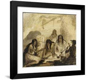 Indian Hospitality, Conversing with Signs-Alfred Jacob Miller-Framed Premium Giclee Print