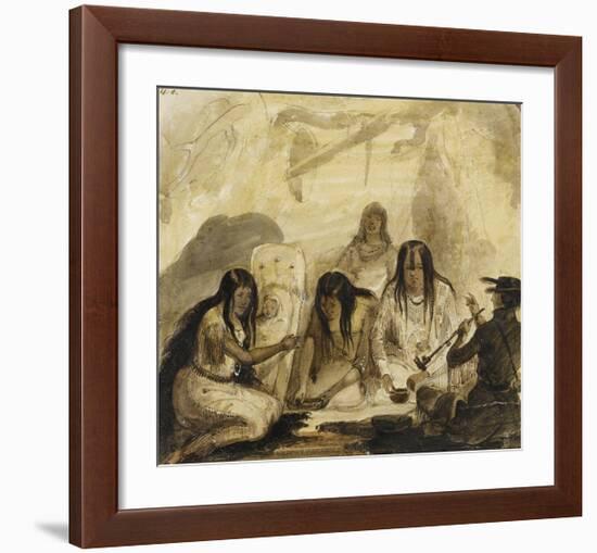 Indian Hospitality, Conversing with Signs-Alfred Jacob Miller-Framed Premium Giclee Print