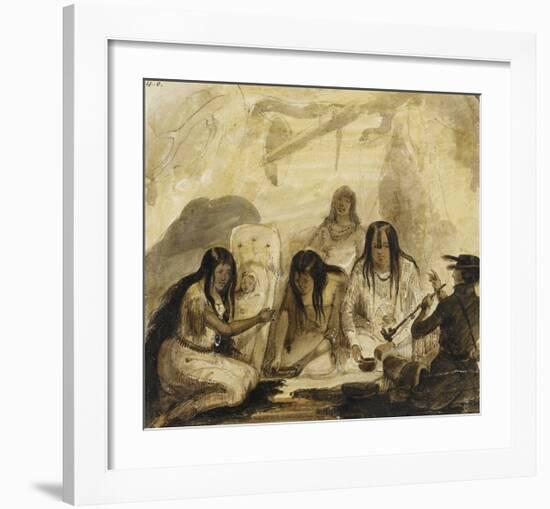 Indian Hospitality, Conversing with Signs-Alfred Jacob Miller-Framed Premium Giclee Print