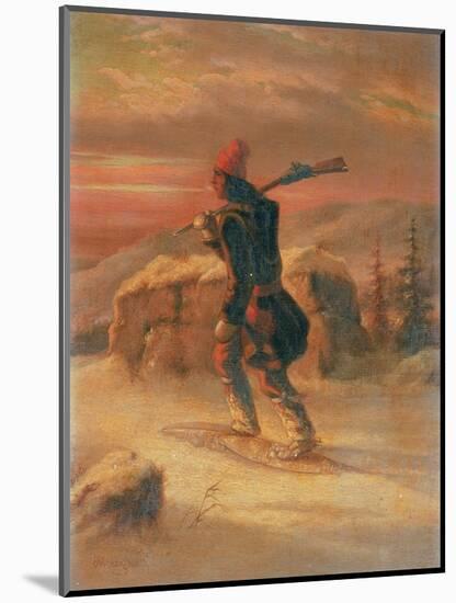 Indian Hunter in the Snow-Cornelius Krieghoff-Mounted Giclee Print