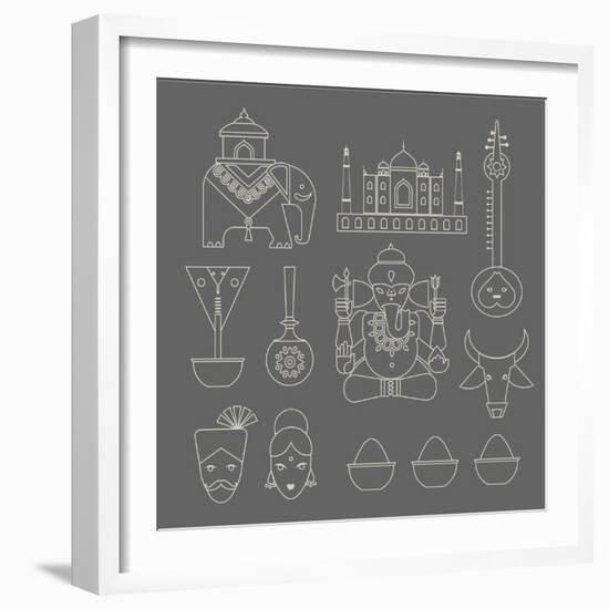 Indian Icons-vector pro-Framed Art Print