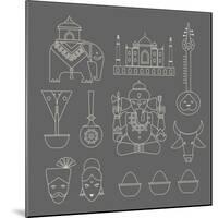 Indian Icons-vector pro-Mounted Art Print