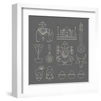 Indian Icons-vector pro-Framed Art Print