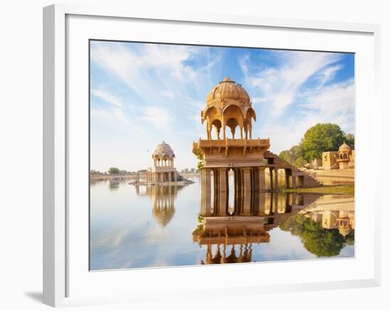 Indian Landmarks - Gadi Sagar Temple on Gadisar Lake - Jaisalmer, Rajasthan-pzAxe-Framed Photographic Print