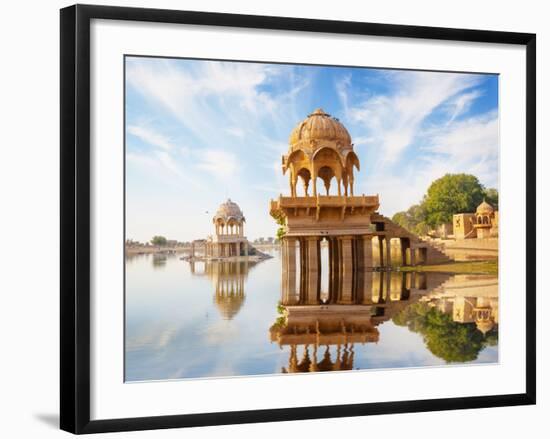 Indian Landmarks - Gadi Sagar Temple on Gadisar Lake - Jaisalmer, Rajasthan-pzAxe-Framed Photographic Print