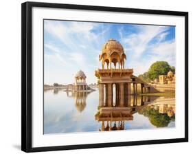 Indian Landmarks - Gadi Sagar Temple on Gadisar Lake - Jaisalmer, Rajasthan-pzAxe-Framed Photographic Print