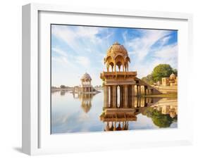 Indian Landmarks - Gadi Sagar Temple on Gadisar Lake - Jaisalmer, Rajasthan-pzAxe-Framed Photographic Print