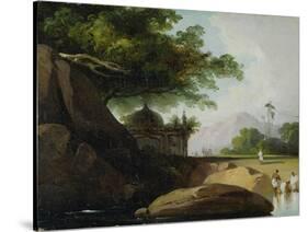 Indian Landscape with Temple, C.1815-George Chinnery-Stretched Canvas