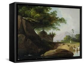 Indian Landscape with Temple, C.1815-George Chinnery-Framed Stretched Canvas