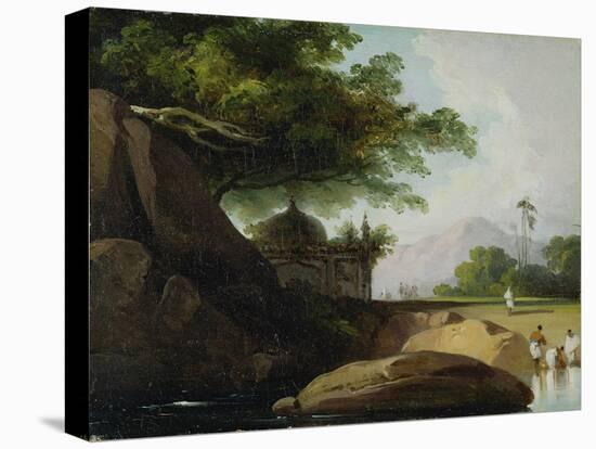 Indian Landscape with Temple, C.1815-George Chinnery-Stretched Canvas