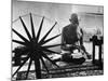 Indian Leader Mohandas Gandhi Reading as He Sits Cross Legged on Floor-Margaret Bourke-White-Mounted Premium Photographic Print