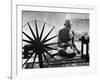 Indian Leader Mohandas Gandhi Reading as He Sits Cross Legged on Floor-Margaret Bourke-White-Framed Premium Photographic Print