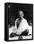 Indian Leader Mohandas Gandhi Sitting Cross Legged at Prayer Meeting-null-Framed Stretched Canvas