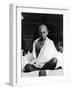 Indian Leader Mohandas Gandhi Sitting Cross Legged at Prayer Meeting-null-Framed Premium Photographic Print