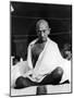 Indian Leader Mohandas Gandhi Sitting Cross Legged at Prayer Meeting-null-Mounted Premium Photographic Print