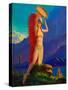 Indian Maiden With Tom Tom-Edward Eggleston-Stretched Canvas