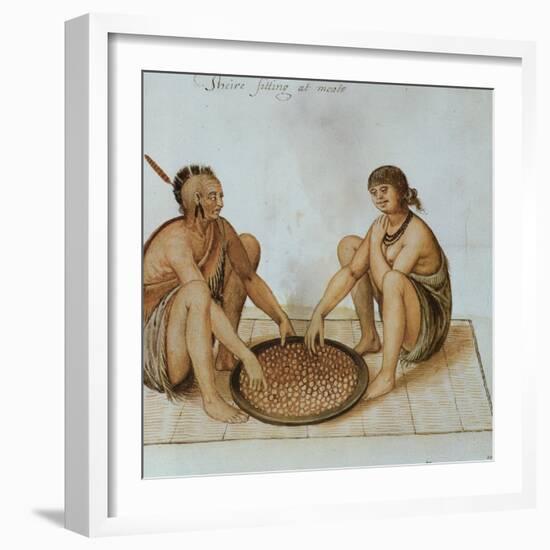 Indian Man and Woman Eating-John White-Framed Giclee Print