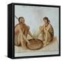 Indian Man and Woman Eating-John White-Framed Stretched Canvas