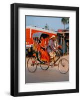 Indian Man in Bicycle Rickshaw, India-Dee Ann Pederson-Framed Premium Photographic Print