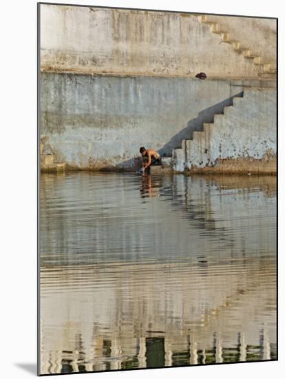 Indian man washing himself, Udaipur, India-Adam Jones-Mounted Photographic Print