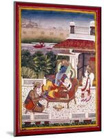 Indian Miniature Showing Krishna and a Princess on a Couch, 18th Century-null-Mounted Giclee Print