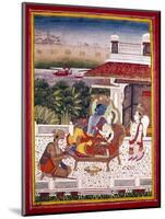 Indian Miniature Showing Krishna and a Princess on a Couch, 18th Century-null-Mounted Giclee Print