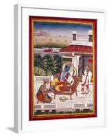 Indian Miniature Showing Krishna and a Princess on a Couch, 18th Century-null-Framed Giclee Print
