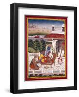 Indian Miniature Showing Krishna and a Princess on a Couch, 18th Century-null-Framed Premium Giclee Print