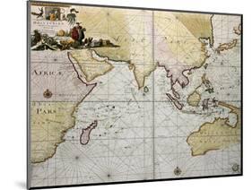 Indian Ocean Old Map, Southern Asia, Eastern Africa And West Australia-marzolino-Mounted Art Print