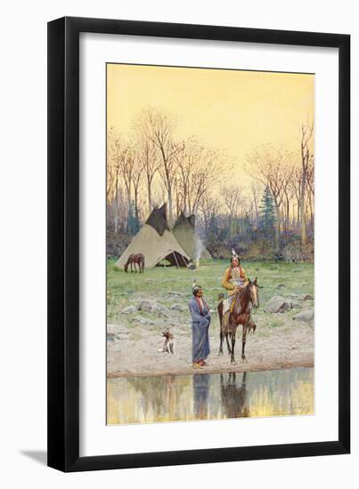 Indian on Horseback, 1899 (Watercolour and Gouache on Paper)-Henry Francois Farny-Framed Giclee Print