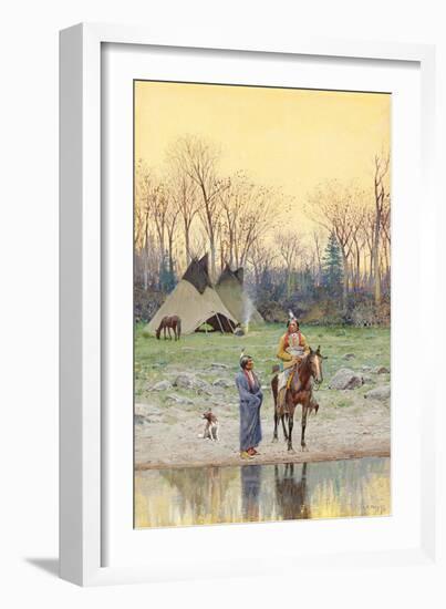 Indian on Horseback, 1899 (Watercolour and Gouache on Paper)-Henry Francois Farny-Framed Giclee Print