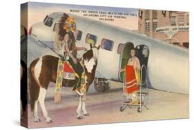 Indian on Pinto with Airplane, Oklahoma City, Oklahoma-null-Stretched Canvas