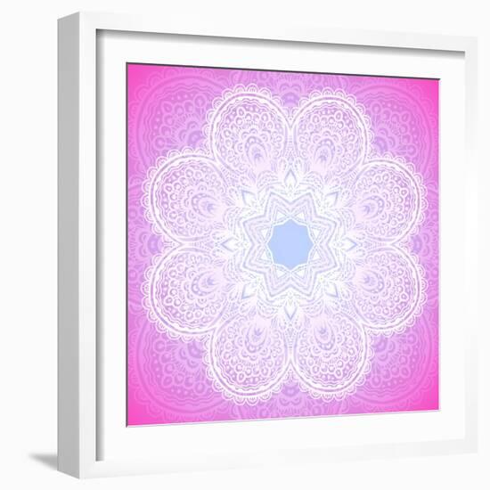 Indian Ornament, Mandala in Pink-art_of_sun-Framed Art Print