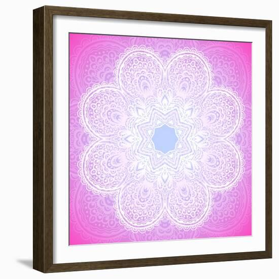 Indian Ornament, Mandala in Pink-art_of_sun-Framed Premium Giclee Print