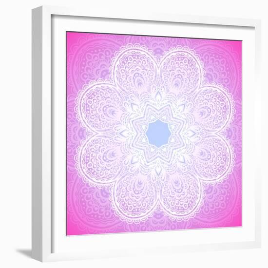 Indian Ornament, Mandala in Pink-art_of_sun-Framed Premium Giclee Print