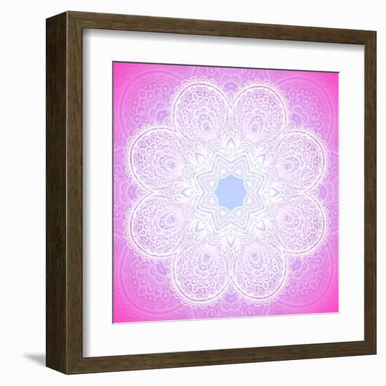 Indian Ornament, Mandala in Pink-art_of_sun-Framed Art Print