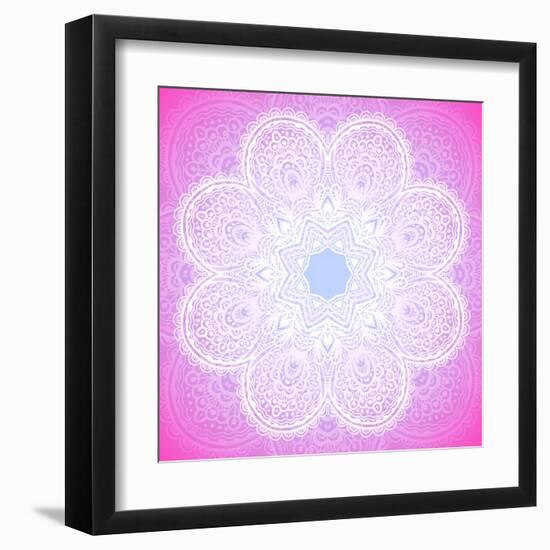 Indian Ornament, Mandala in Pink-art_of_sun-Framed Art Print