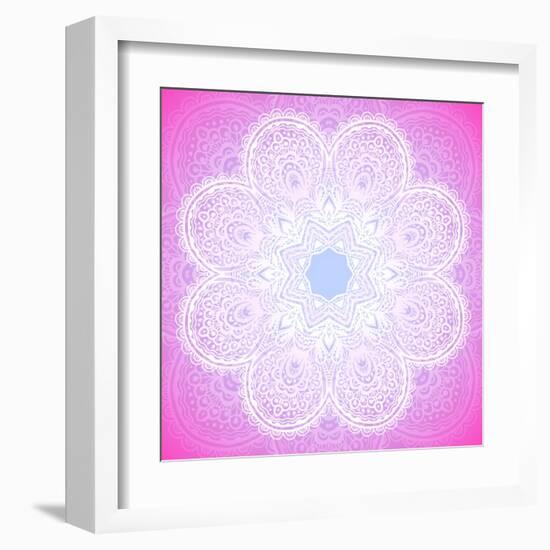 Indian Ornament, Mandala in Pink-art_of_sun-Framed Art Print