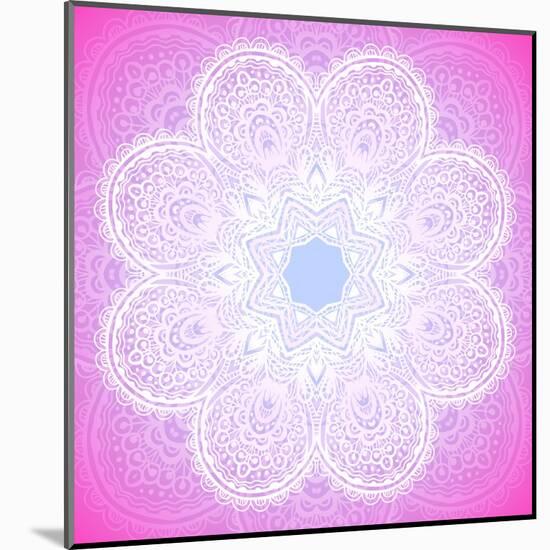 Indian Ornament, Mandala in Pink-art_of_sun-Mounted Art Print