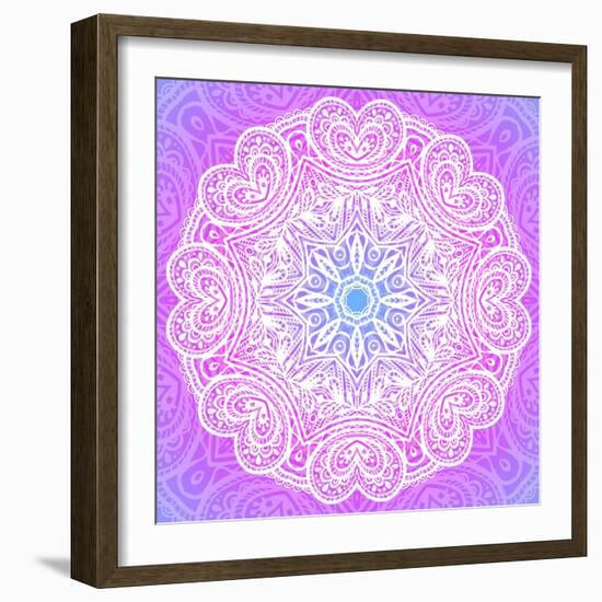 Indian Ornament, Mandala in Pink-art_of_sun-Framed Art Print