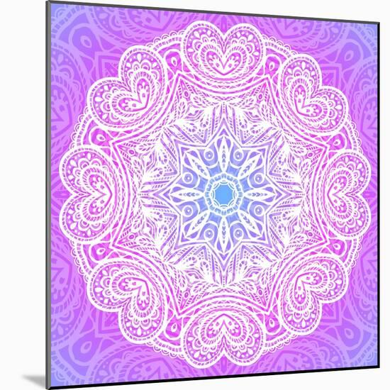 Indian Ornament, Mandala in Pink-art_of_sun-Mounted Art Print