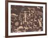 Indian Petroglyphs Drawn on Red Standstone by Scratching Away Dark Desert Varnish of Iron Oxides-Tony Waltham-Framed Photographic Print