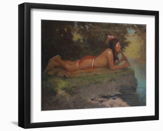 Indian Playing Flute-Eanger Irving Couse-Framed Giclee Print