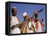 Indian Rabbi Blowing the Shofar Horn on the Jewish Sabbath-Alfred Eisenstaedt-Framed Stretched Canvas