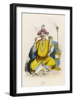 Indian Rajah Sitting Cross- Legged, Smoking a Hookah-null-Framed Art Print