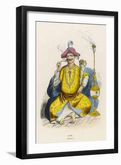 Indian Rajah Sitting Cross- Legged, Smoking a Hookah-null-Framed Art Print