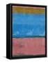 Indian Red and Blue Abstract Study-Emma Moore-Framed Stretched Canvas