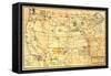 Indian Reservations West of the Mississippi - Panoramic Map-Lantern Press-Framed Stretched Canvas