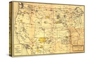 Indian Reservations West of the Mississippi - Panoramic Map-Lantern Press-Stretched Canvas