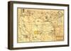 Indian Reservations West of the Mississippi - Panoramic Map-Lantern Press-Framed Art Print